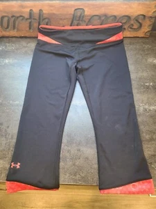 Under Armour Girls size youth Medium YM fitted leggings Black Pink - Picture 1 of 2