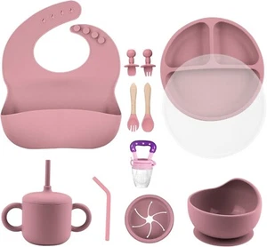 Set di alimentazione per bambini in silicone, elementi essenziali per l'alimentazione del bambino, ventosa per bambini, piatti, - Foto 1 di 8