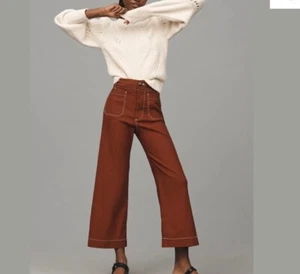 Pantalones cortos de pierna ancha Anthropologie Maeve The Colette en bronce talla 25 nuevos con etiquetas - Imagen 1 de 12
