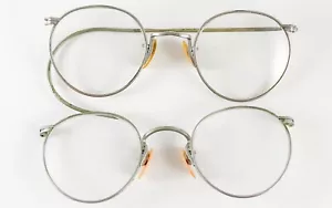 (2) Vintage Ful-Vue Glasses Eyeglasses Frames Silver Early Bakelite Nose Rests - Picture 1 of 19