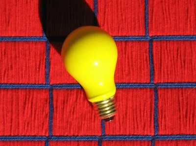 BOX of 4  BUG yellow sign in & OUTDOOR 25w A19 ceramic Party LIGHT BULB 25 WATT - Image 1 of 2