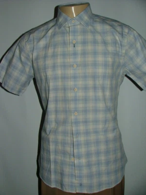 NEW WOT DAVID DONAHUE CASUAL SHIRT SIZE S 100% COTTON BLUE WHITE PLAIDS #315 - Image 1 of 4
