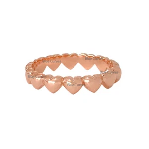 Heart Shape 14k Rose Gold Stack Eternity Band Ring Fine Valentine Jewelry US 7 - Picture 1 of 3