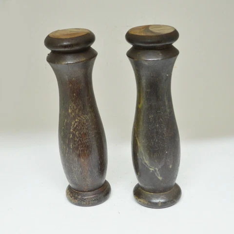 Vintage Antique Wood Pair Turned furniture finial salvage stair pole 9.25" -e Cover