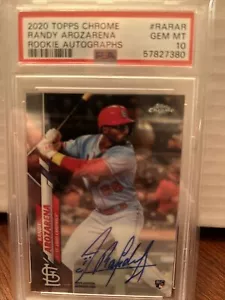 RANDY AROZARENA 2020 Topps Chrome RC Rookie Autograph AUTO #RARAR GEM MT PSA 10 - Picture 1 of 3