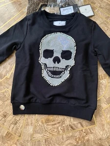 philipp plein girls sweater, new with tags, size 12 , beautiful Black with skull - Picture 1 of 8