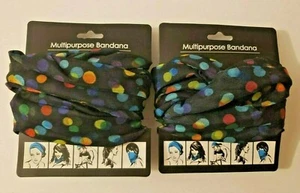 2 pack Multi-use Face Mask Tube Scarf Bandana Head Neck Gaiter Snood Poka Dot - Picture 1 of 3