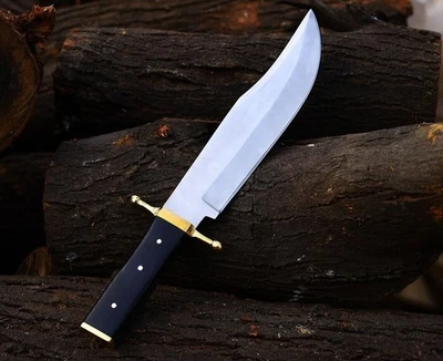Vintage Bowie Knife: Custom Handmade D2 Steel Bowie Knife With Leather Sheath - Image 1 of 4