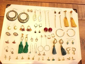 Costume Earrings Joblot X 31. Dangle, Stud, Hoop, Statement. Gold Plate &Tone. - Picture 1 of 12