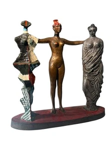 Salvatore River Bronze Sculpture The Three Graces Lost Wax Casting Milan - Picture 1 of 11