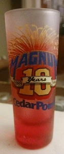 Vintage Cedar Point 4” Tall Frosted Shot Glass MAGNUM 10 "1989-1999" - Picture 1 of 3