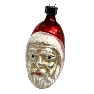 Antique Vintage Mercury Glass Figural Santa Head Ornament USA Christmas - Picture 1 of 8