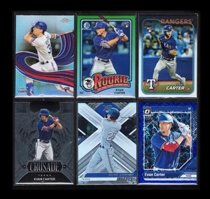 2024 Evan Carter Lot Of 6 Cards Topps Bowman Donruss Panini Rookie Rangers - Picture 1 of 13