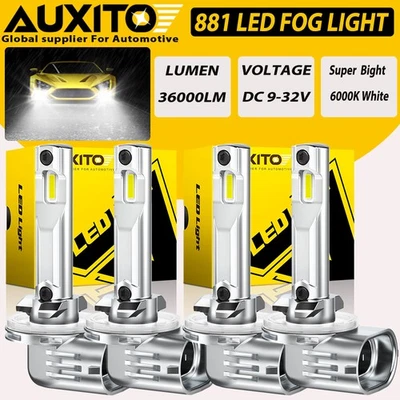 AUXITO 4x 881 LED Fog Driving Light Bulbs DRL 862 886 889 894 6000K Xenon White - Image 1 of 4