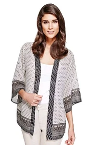 Bnwt Per Una Black White Patterned Kimono Wrap Top Cover Uk 8 Small - Picture 1 of 7