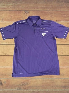 Nike Kansas State Wildcats Golf Polo Mens M Purple Performance Dri Fit Pocket - Picture 1 of 9