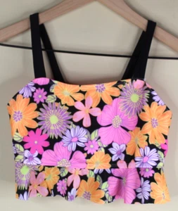 Wonder Nation Girls Floral Bikini Top Black Size L (10-12) - Picture 1 of 4