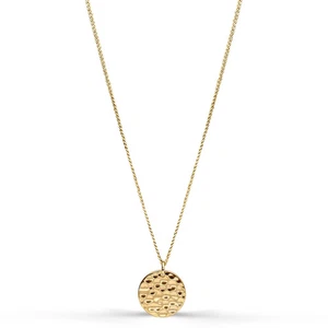 Hammerschlag Anhänger Kette Damen – Vergoldete Goldkette, 18k vergoldet - Bild 1 von 3