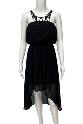 XOXO Mujer Empire Negro Sin Mangas Vestido Asimétrico Talla S Foto 1 de 4