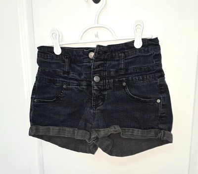 Mossimo  Size 4/27 Jean Shorts High Rise Denim Cuffed Button Fly Dark Blue - Image 1 of 4