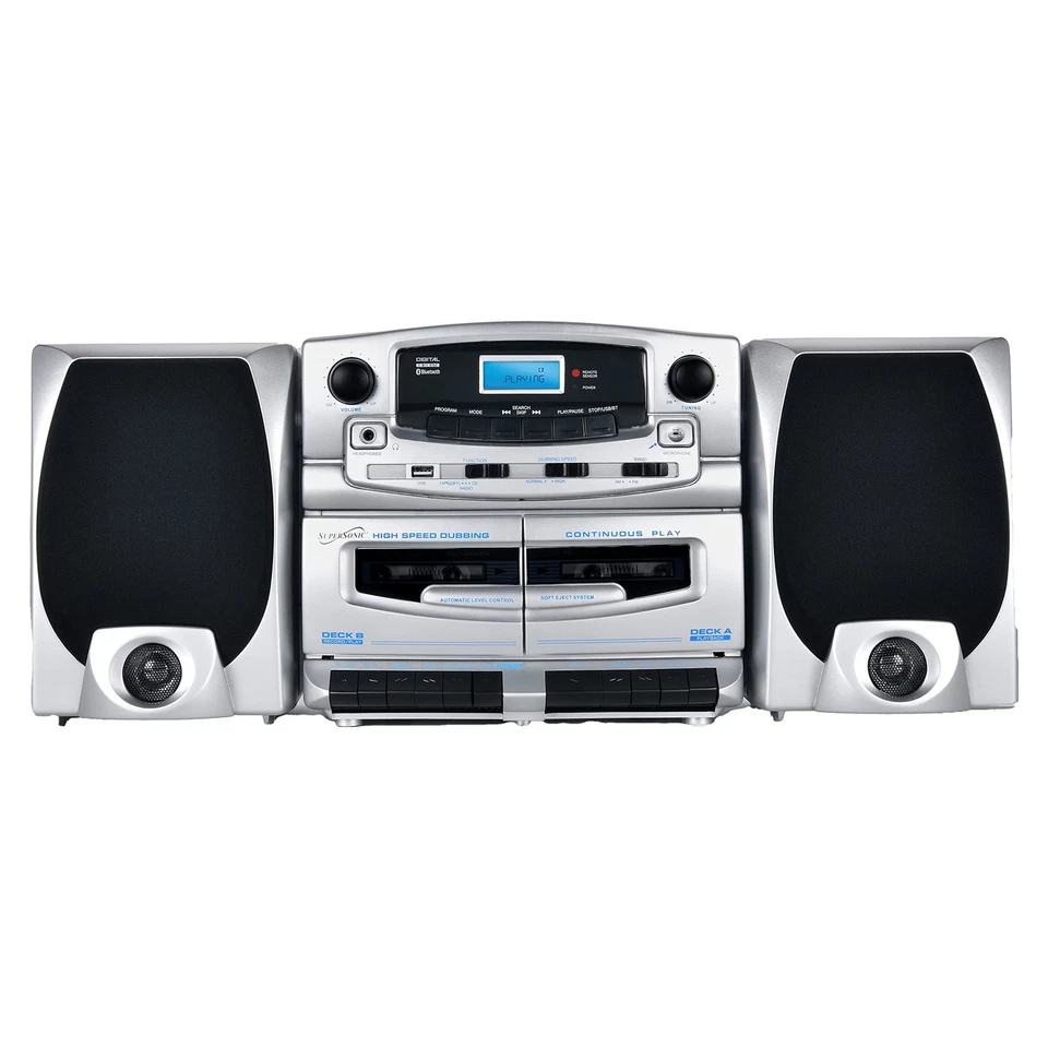 Bluetooth Integrated Stereo System With Cd Player Am Fm Radio And Cassette Re... - Image 1 of 4