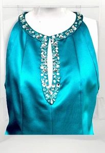 VTG Y2K Fairy Whimsy Beaded A-line Teal Blue Green Midi Dress Size 10 Kay Unger - Picture 1 of 6