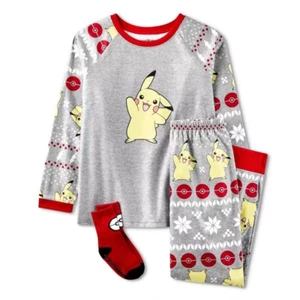 Pokemon Girls Pikachu Fair Isle Pajama & Socks Set - Picture 1 of 3