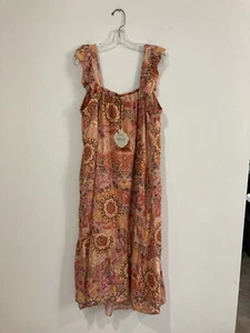 NWT Knox Rose Women Orange Floral Flutter Sleeve A-Line Maxi Dress Size XL - Picture 1 of 6