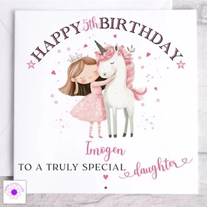 Personalised Unicorn Birthday Card Daughter Granddaughter 5th 6th 7th 8th 9th - Picture 1 of 18