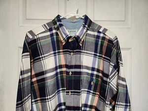 Camisa IZOD Para Hombre Talla XL Cuadros Abotonada Manga Corta Azul Blanco Relajada - Imagen 1 de 4