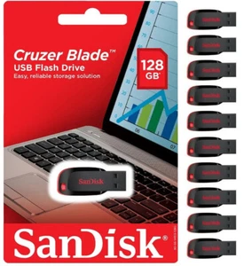 SanDisk Cruzer Blade 128GB USB 2.0 Flash Drive Thumb Drive Memory Stick Confezione da 10 - Foto 1 di 4