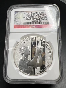 2011 P 9/11 September 11th Memorial Medal 1 oz .999 Silver Medal Coin PF69 NGC - Picture 1 of 7