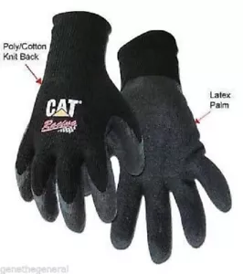 NEW CAT CATERPILLAR BOSS RACING KNIT LATEX WRIST CUFF COATED GLOVES - Picture 1 of 4