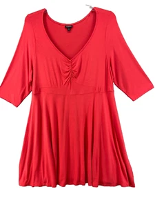 Torrid Kleid 3X Plus Rot 3/4 Arm V-Ausschnitt Stretch Plissee Karriere Freizeitkleidung - Bild 1 von 11