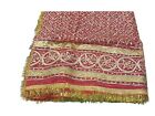 Red Net Bridal Indian Dupatta/Chunni Gold and green thread work 190cm x 100cm
