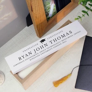 Personalised Graduation Wooden Certificate Holder - University Graduation Gift - Picture 1 of 4