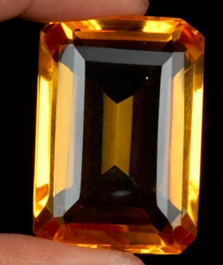 AAA+ Large Yellow Citrine 67.50 Ct Emerald Cut Loose Gemstone for Ring & Pendant - Picture 1 of 6