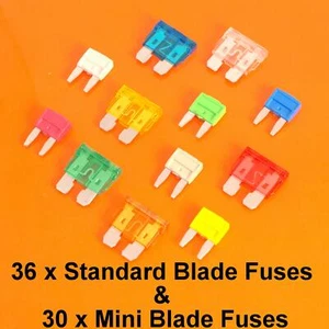 Quality 66 Piece Standard & Mini Blade Fuses For Car Van Bike Fuse 5 to 30A AMP - Picture 1 of 1