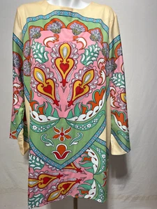 Dalia MacPhee XL Dress Yellow Pink Multi Loose Mini Lined New NWT - Picture 1 of 7