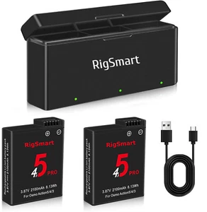 For DJI Osmo Action 5 Pro Action 4 Action 3, Charging Box + X2 2100mAh Batteries - Picture 1 of 13