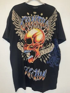 Vintage Christian Audigier “Califas Nation” Skull Bullets Arrows City Of Angels - Picture 1 of 9