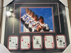 ATLANTA BRAVES ACES MADDUX GLAVINE SMOLTZ HOF SIGNED 18x20 FRAME SIGNED JSA COA - Picture 1 of 5