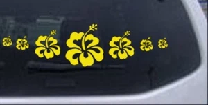 Calcomanía de hibisco fila de flores para coche camión ventana portátil amarillo 10X2,7 - Imagen 1 de 1