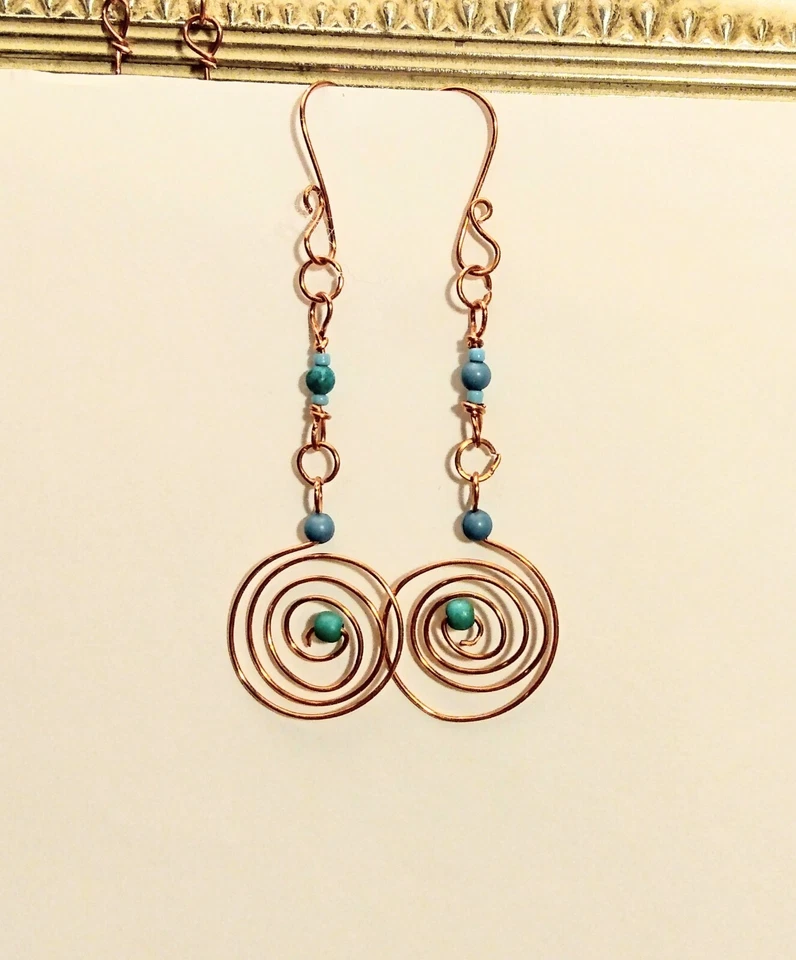 pendientes colgantes de cobre hechos a mano Foto 1 de 1