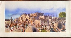 Original Feder & Tinte Kunst eines indianischen Südwesten Pueblo zeigt das tägliche Leben - Bild 1 von 16