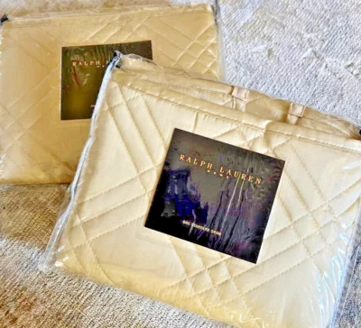 Nuevo Edredón Vintage Ralph Lauren Anne Marie Eucalipto Estándar Shams Satén Foto 1 de 4