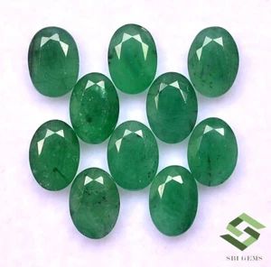 7x5 mm Natural Emerald Oval Cut Lot 10 Pcs 7.53 CTS Calibrated Loose Gemstones - Picture 1 of 6