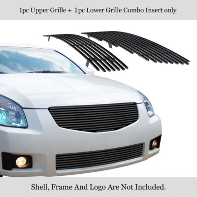 Fits 2007-2008 Nissan Maxima Black Billet Grille Grill Insert Combo - Image 1 of 4