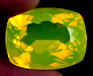 32.70 Ct Natural NEON Yellow Opal CERTIFIED Flawless 22.00 X 16.50 mm Gemstone