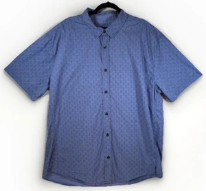 prAna Shirt Men's Size 2XL Organic Cotton Blue Short Sleeve Casual Button-Up - Picture 1 of 10